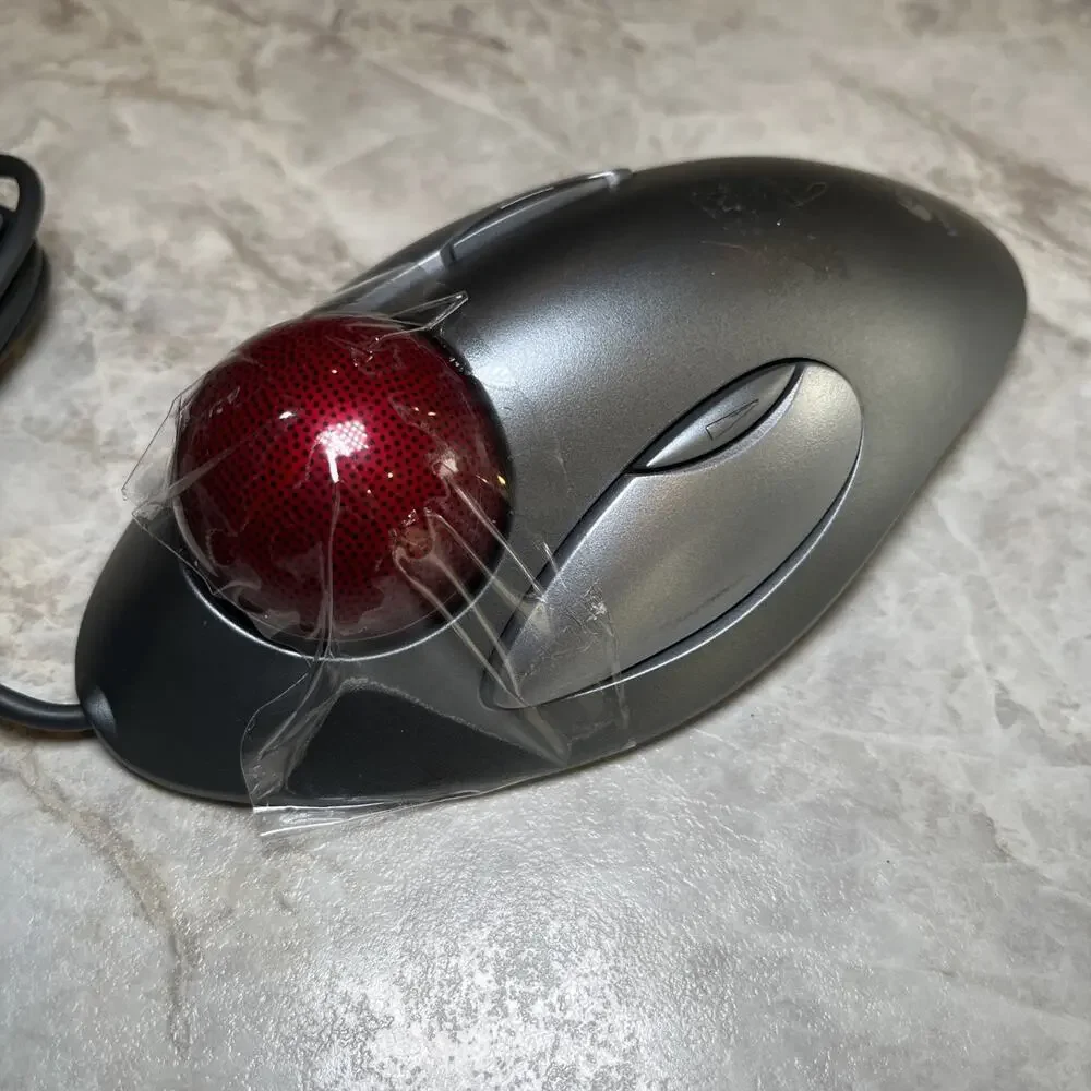 Logitech T-BC21 USB Wired Optical Trackman Red Marble Mouse Trackball